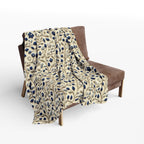 William Morris Fleece Throw: Navy Botanical Arts and Crafts Blanket