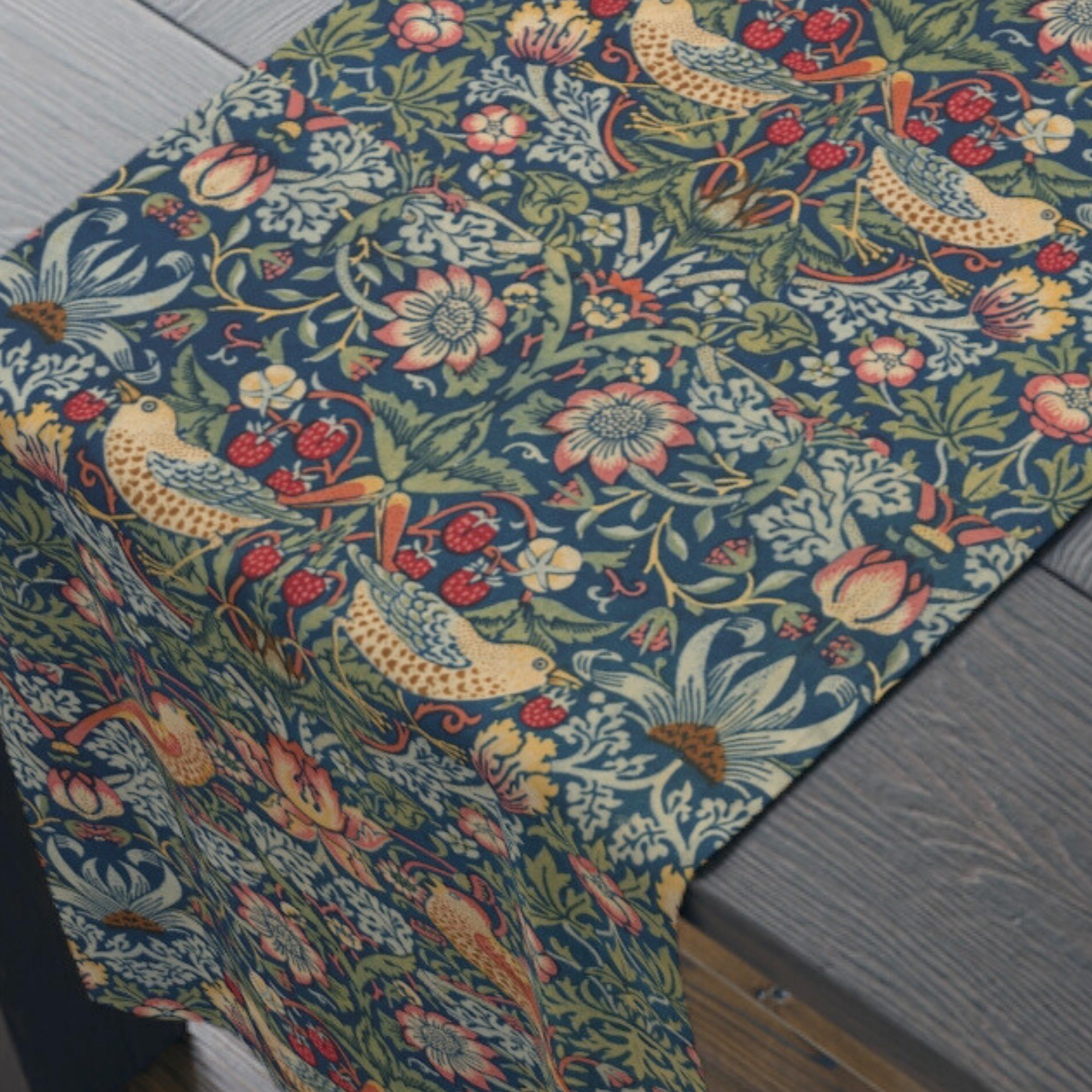 Strawberry Thief Heritage Table Runner: William Morris Classic Reimagined