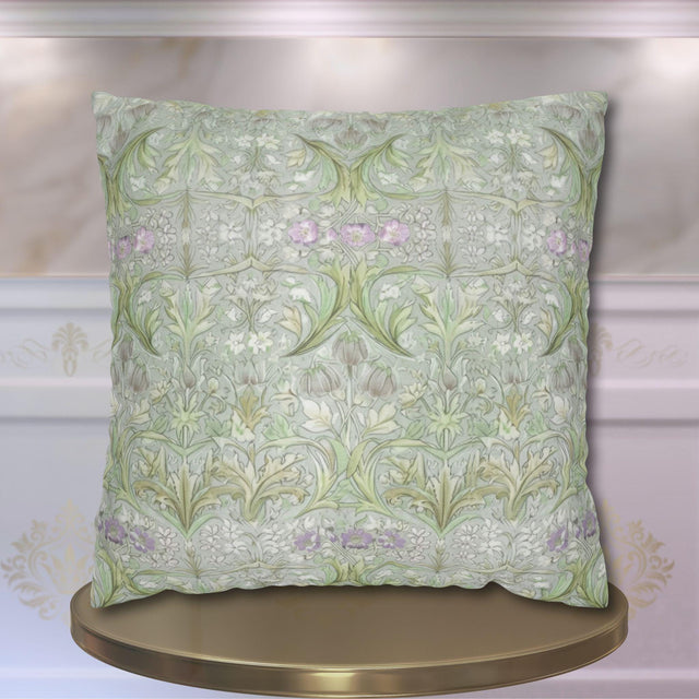William Morris inspired Throw Pillow Cover: Soft Sage Botanical with Muted Lavender