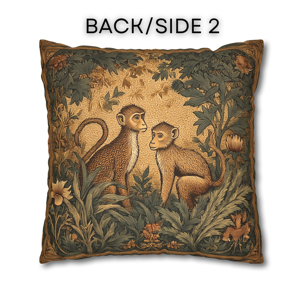 William Morris Style Throw Pillow Cover:  Monkey Jungle Botanical Design