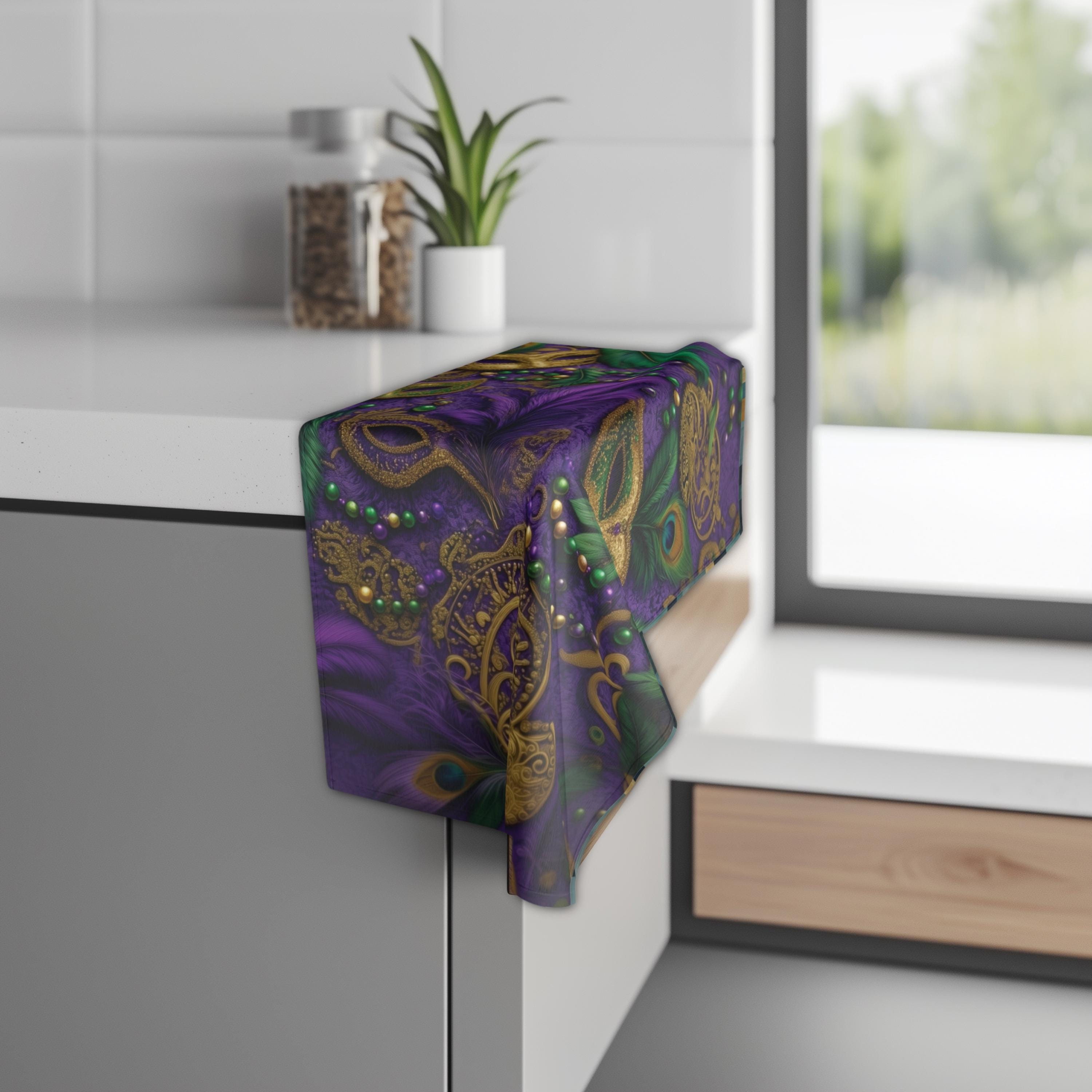 Mardi Gras Hand Towel: Elegant Vintage Inspired Decor for Kitchen or Bath