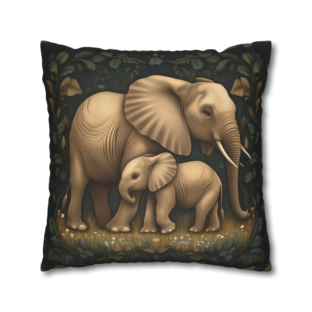 Elephant Pillow Cover: William Morris Botanical Jungle Art