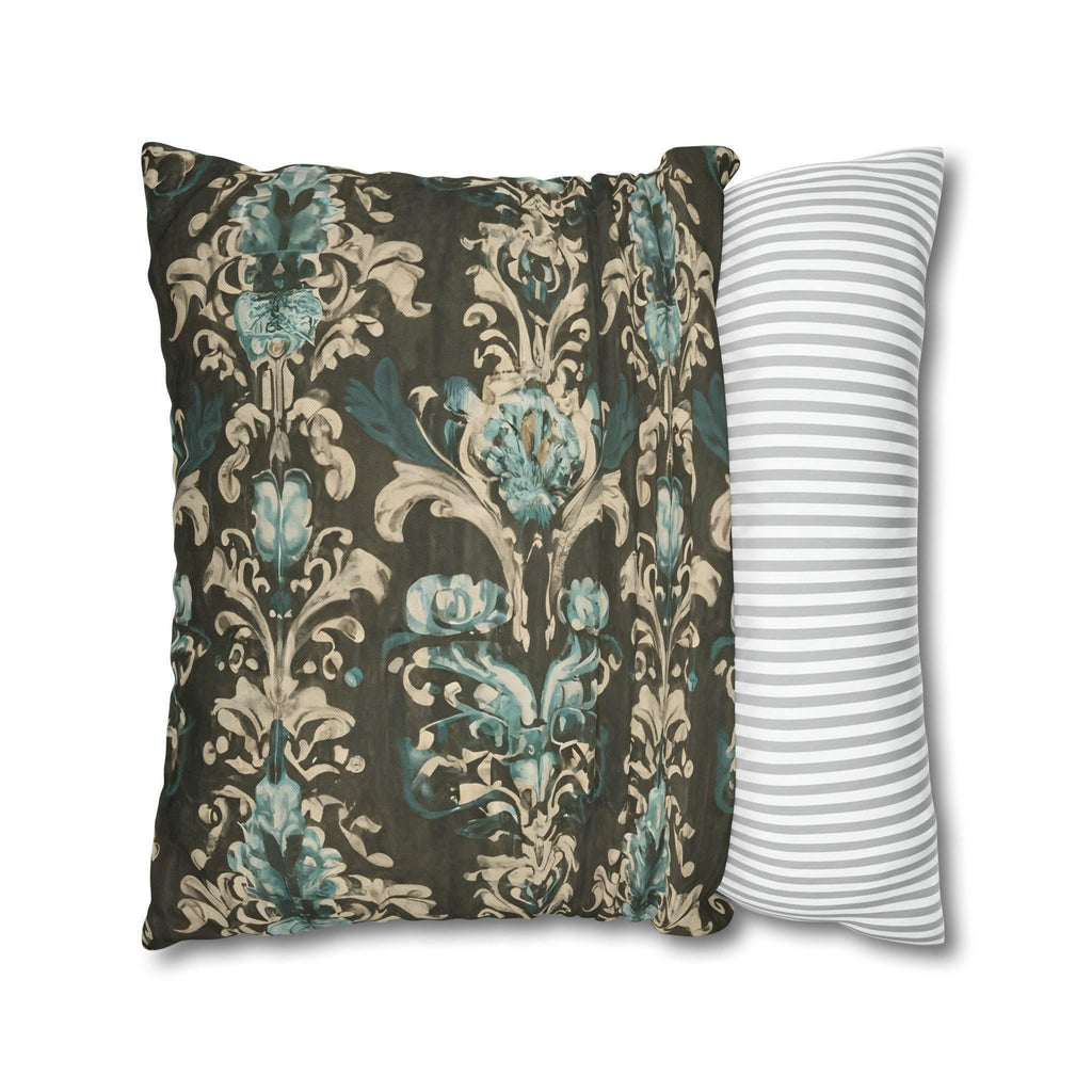 Vintage Style Floral Pillow Cover: Pale Blue Print, Farmhouse Chic