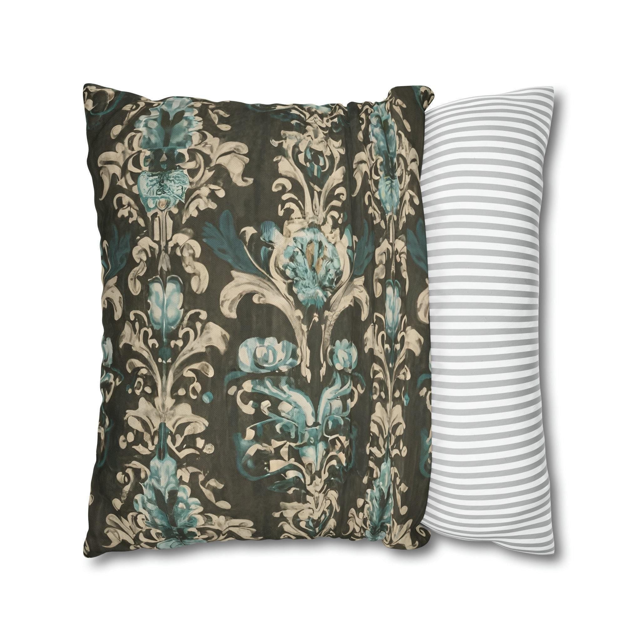 Vintage Style Floral Pillow Cover: Pale Blue Print, Farmhouse Chic