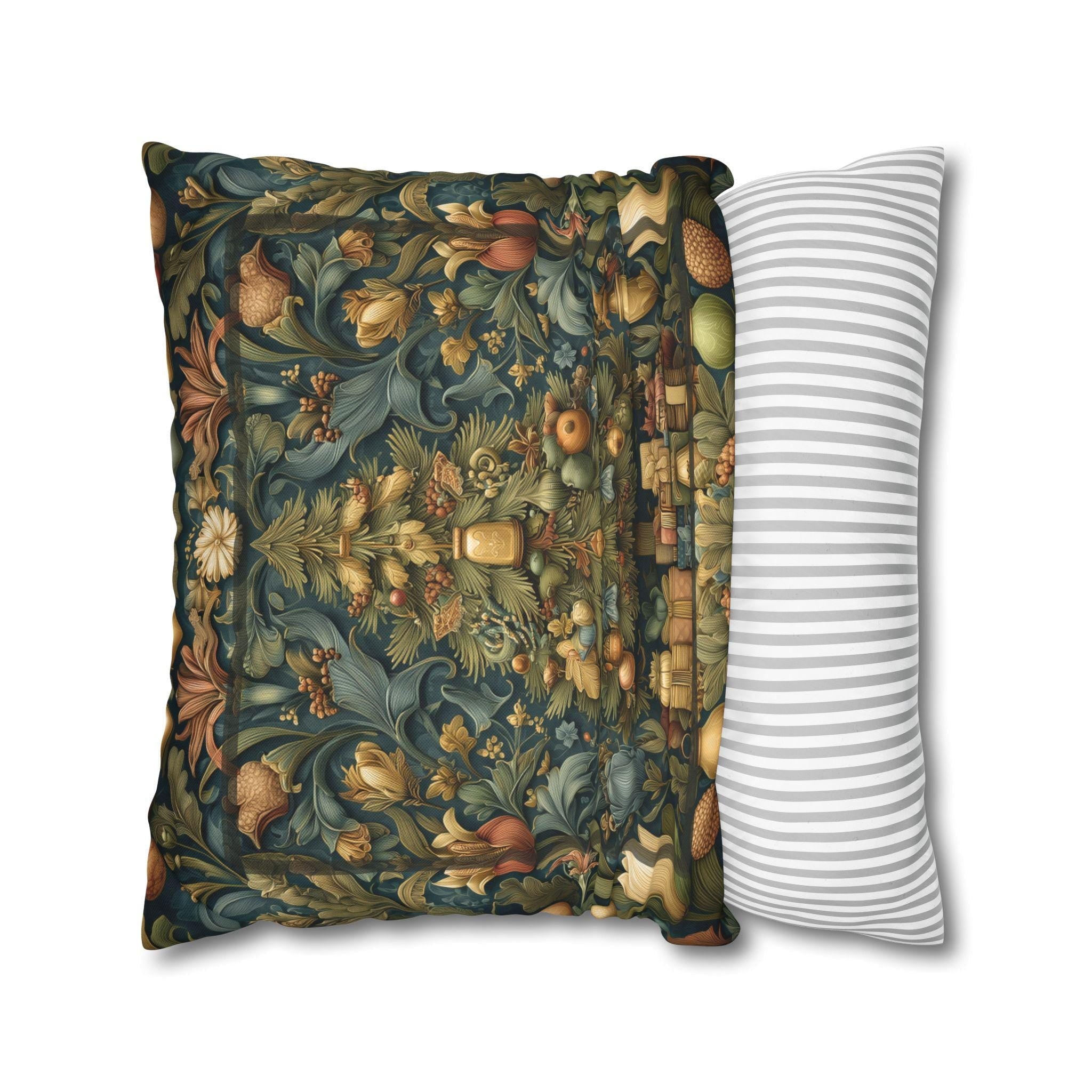 William Morris Inspired Christmas Tree Pillow Cover: Winter Gifts Vintage Style Motif