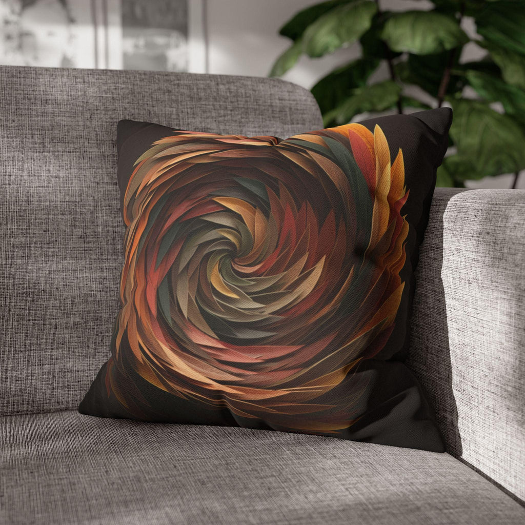 Pillow Cover: Swirling Fall Leaves - Earthy Brown and Orange