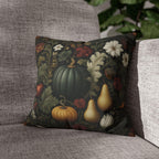 William Morris Inspired Pillow Cover: Midnight Harvest with Pumpkins, Pears & Florals