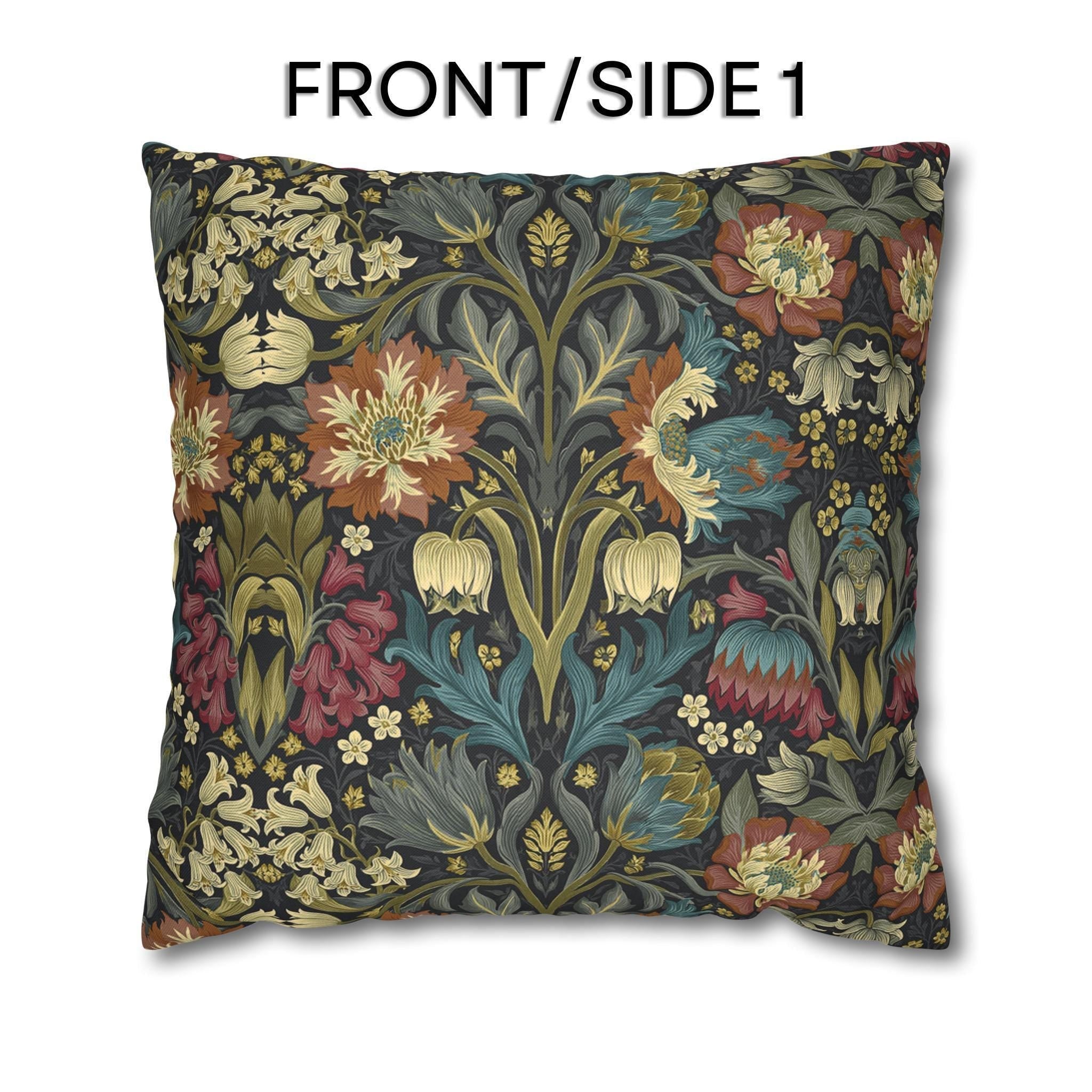 William Morris Inspired Pillow Cover: Midnight Navy Botanical Design
