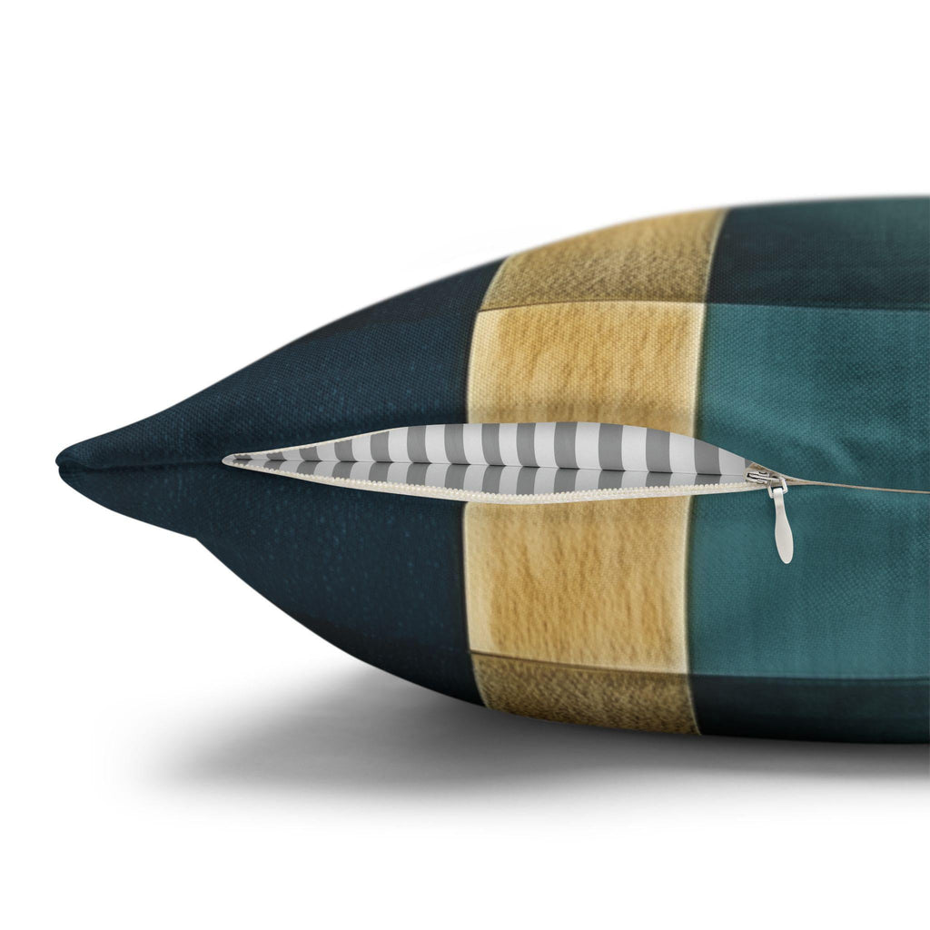 Geometric Abstract Square Pillowcase, Blue and Earth Colors, Modern Rustic Decor
