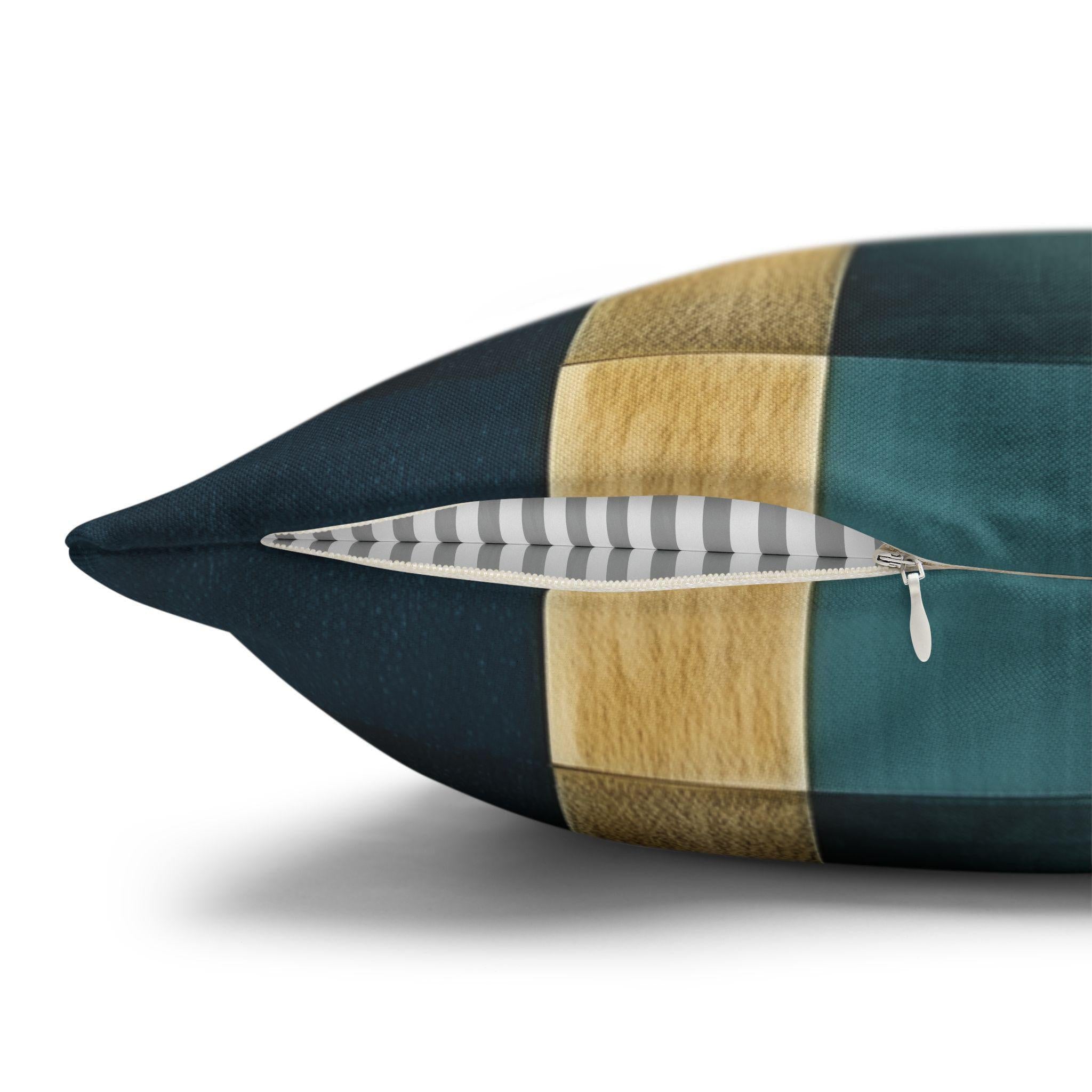Geometric Abstract Square Pillowcase, Blue and Earth Colors, Modern Rustic Decor