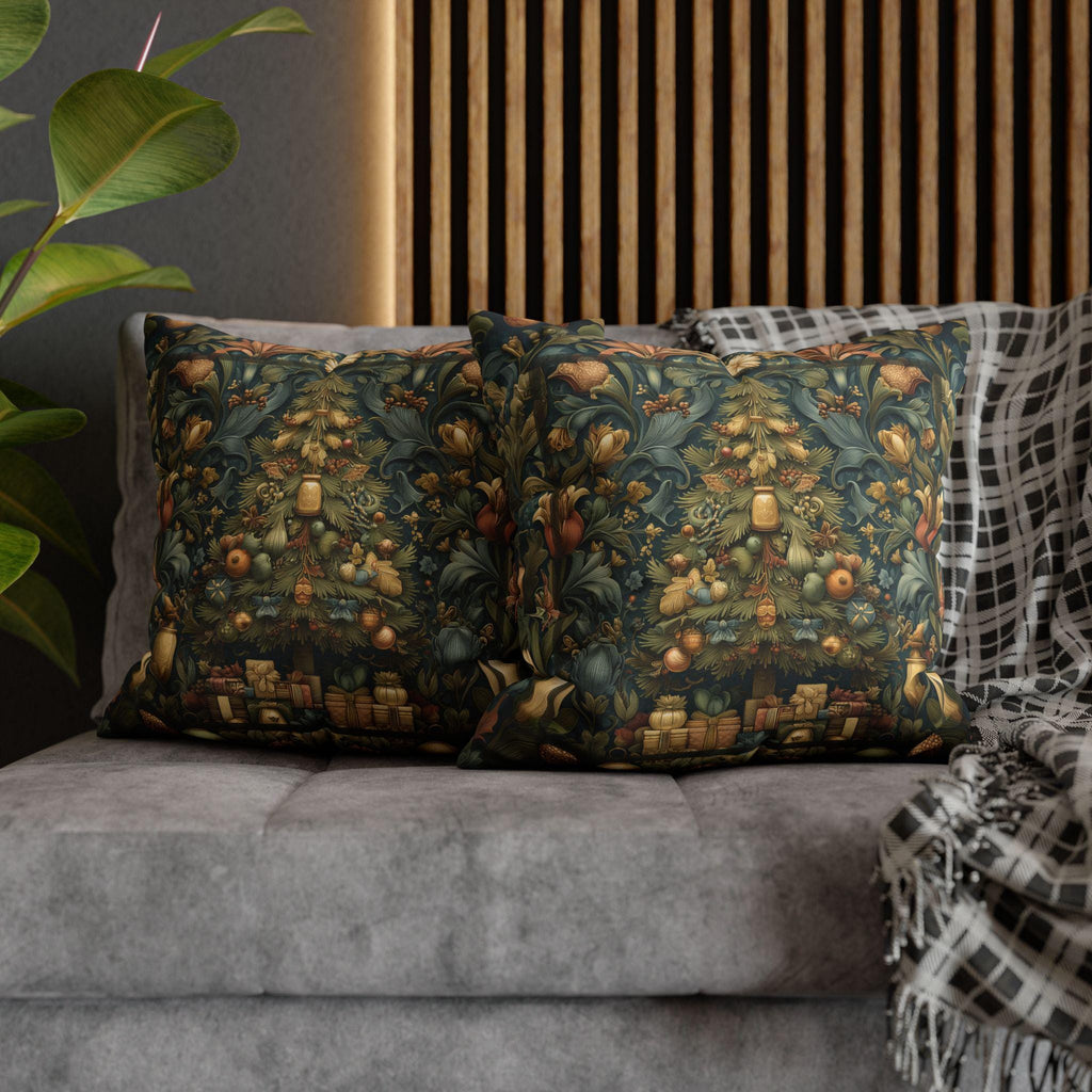 William Morris Inspired Christmas Tree Pillow Cover: Winter Gifts Vintage Style Motif