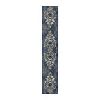 Navy Blue and Gold Damask Table Runner: Farmhouse Chic Decor