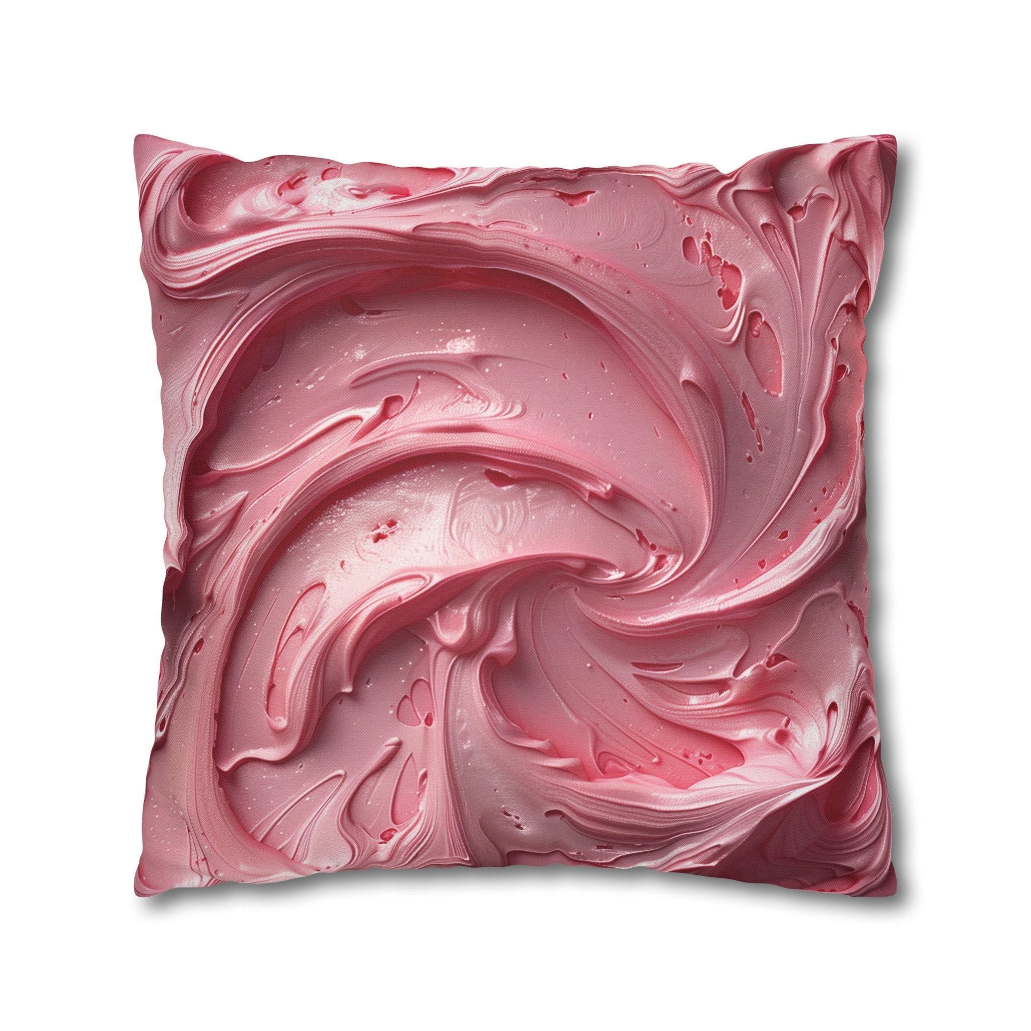 Strawberry Frosting Pillow Cover, Pink Cake Design, Sweet Home Decor