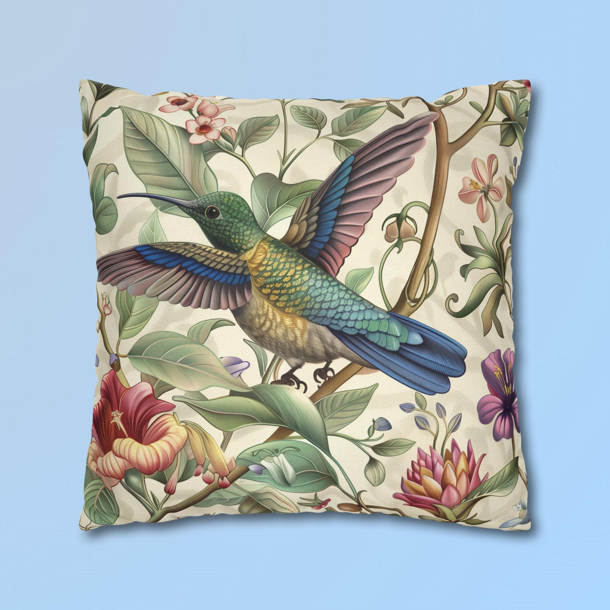 William Morris Hummingbird Pillow Cover: Elegant Floral Nature Design