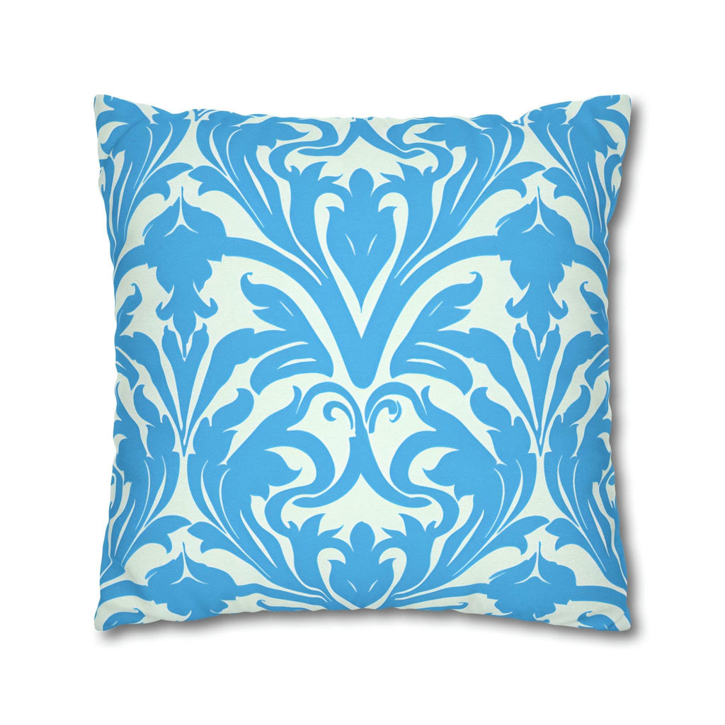 Art Nouveau Pillow Cover: Aqua Blue Floral Throw Pillow
