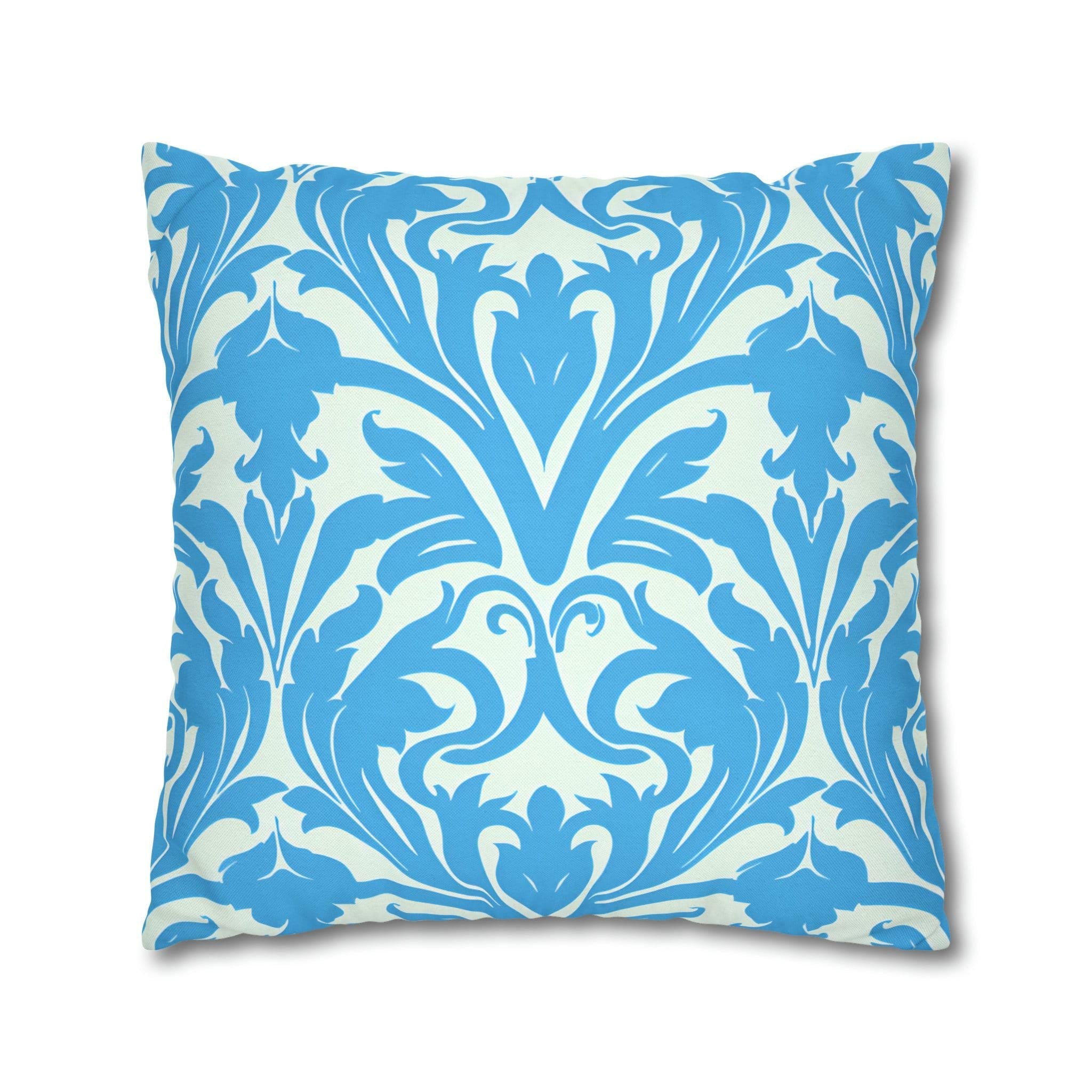 Art Nouveau Pillow Cover: Aqua Blue Floral Throw Pillow