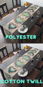 Romantic Floral Heart Table Runner: Elegant Wedding Decor & Dining Accessory for Special Occasions
