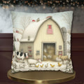 Farmhouse Christmas Barn Pillow Cover: Vintage Style Winter Country Scene