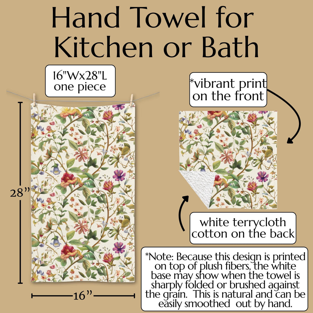 William Morris Hand Towel: Vintage Botanicals and Vines on Cream Background