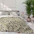 William Morris Fleece Throw: Navy Botanical Arts and Crafts Blanket