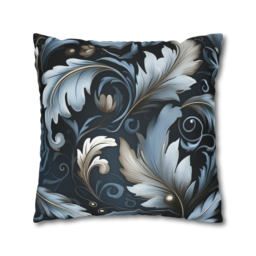 Blue Autumn Leaves Pillow Cover, Floral Pillowcase