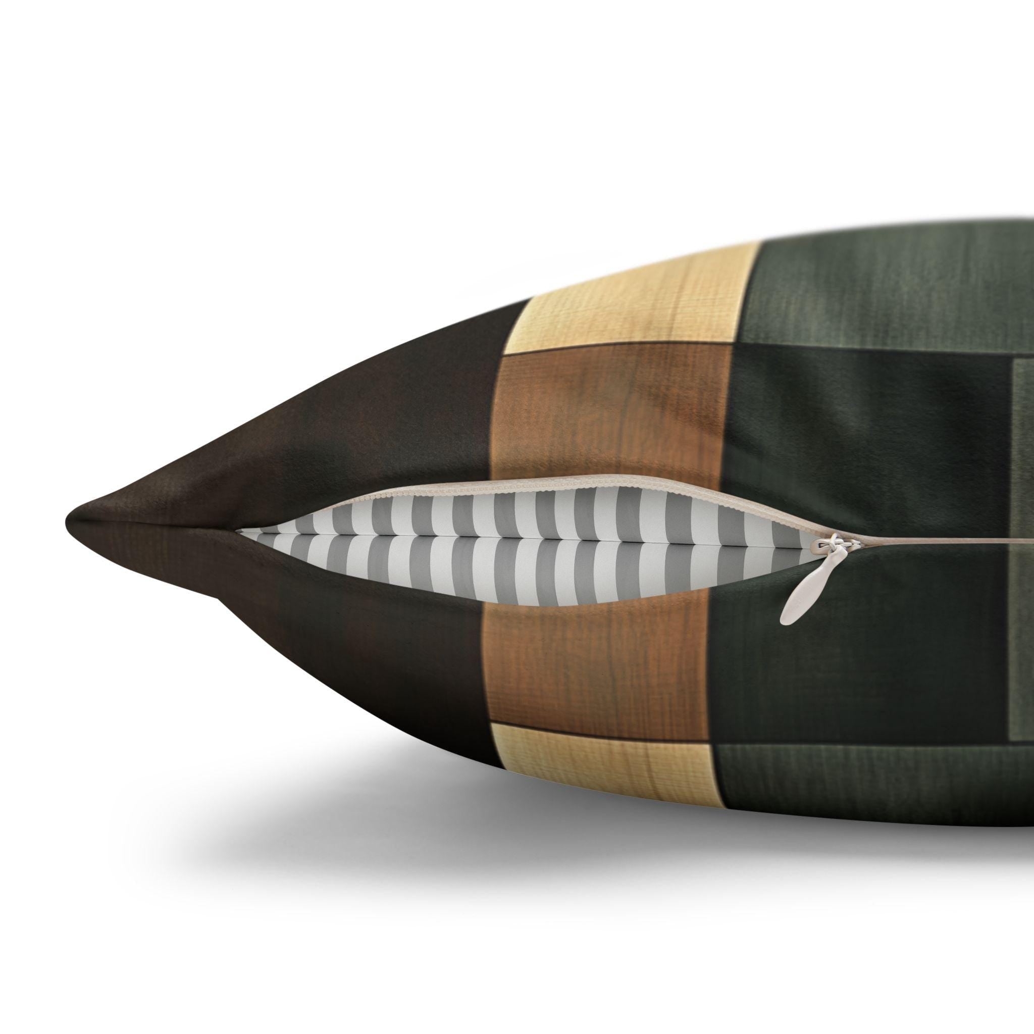 Faux Suede Geometric Pillow Cover, Earthy Abstract Design