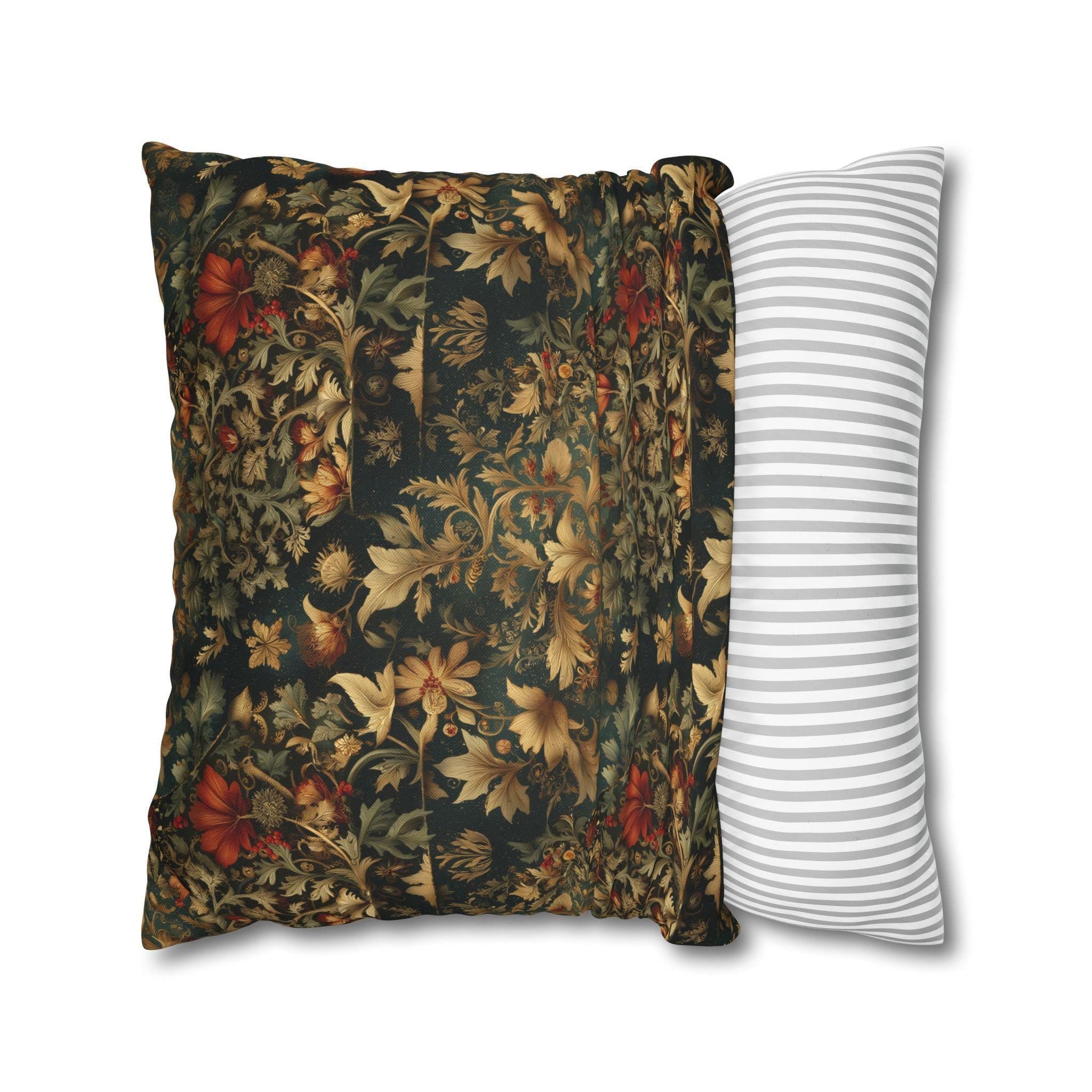 William Morris Inspired Dark Botanical Christmas Pillow Cover: Arts and Crafts Holiday Decor