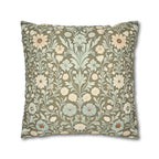 William Morris Inspired Botanical Pillow Cover: Sage, Cream & Peach Floral Pattern Cushion Case