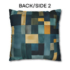 Geometric Abstract Square Pillowcase, Blue and Earth Colors, Modern Rustic Decor