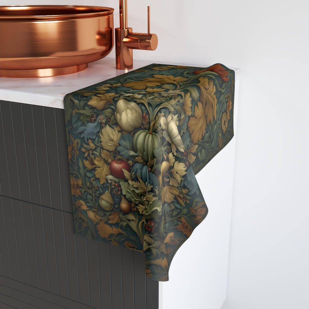 William Morris Inspired Hand Towel: Botanical Autumn Harvest for Cozy Fall Home Decor