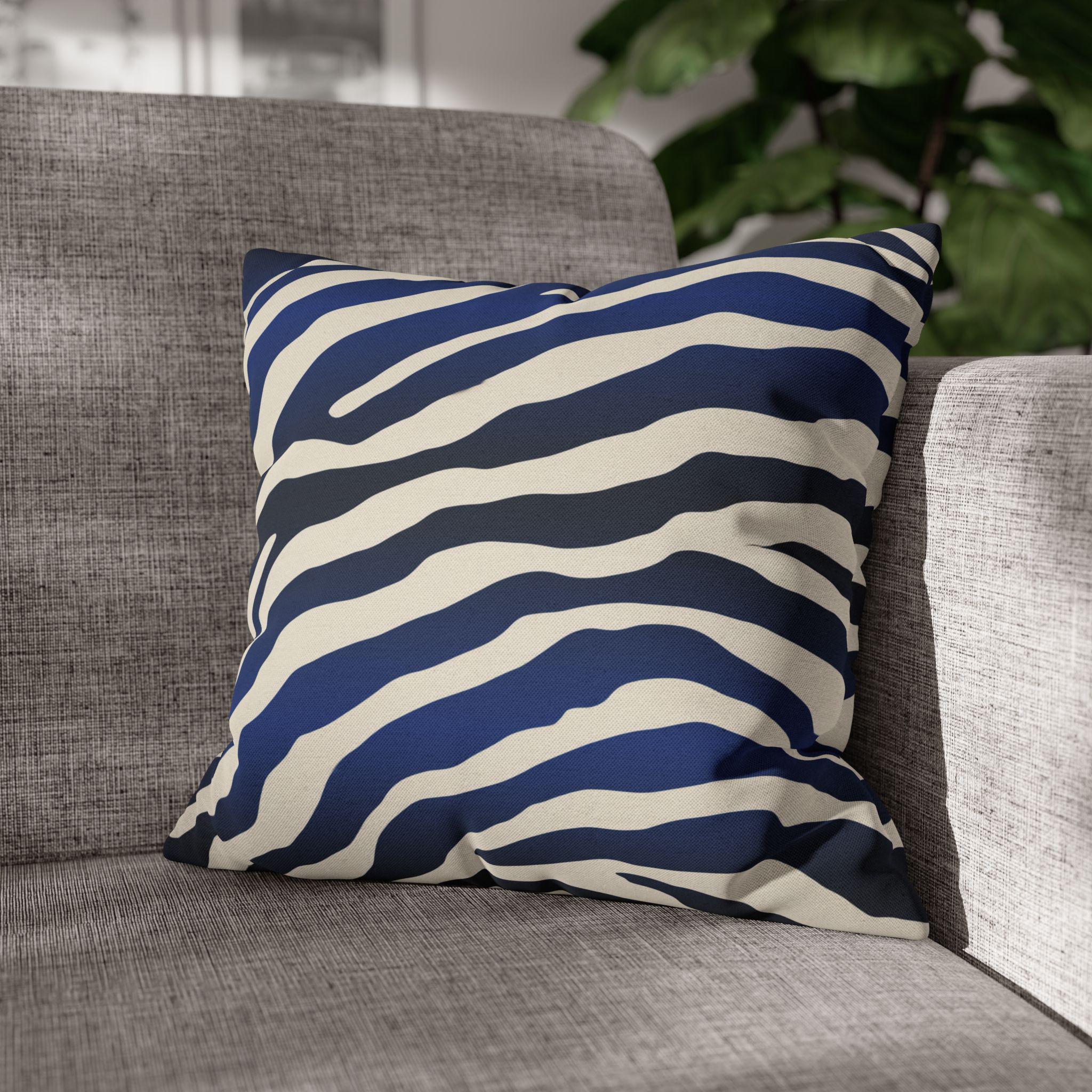 Navy Black Gradient Zebra Stripe Pillow Cover: Bold Safari Print for Modern Neutral Decor