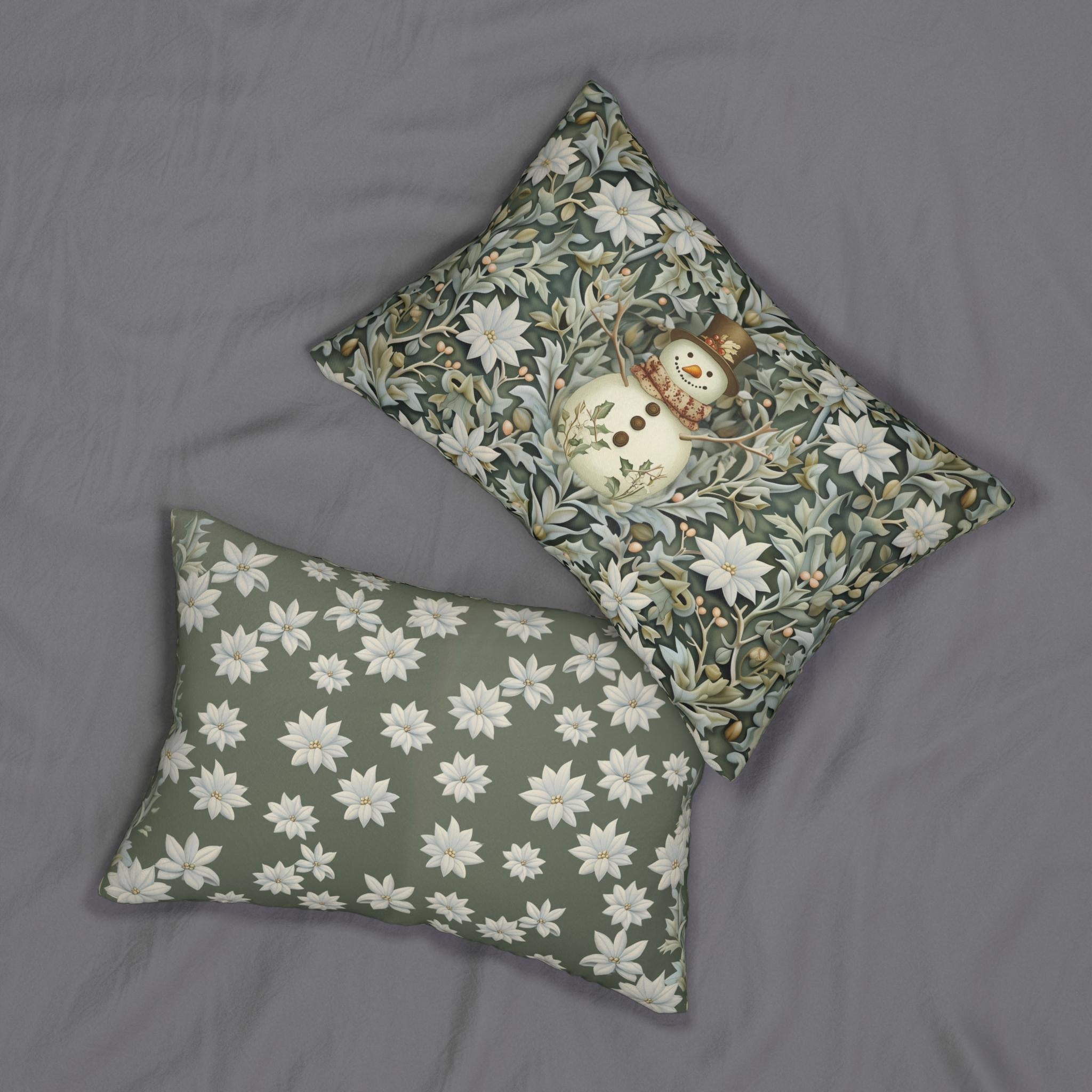 William Morris Snowman Lumbar Pillow: Holiday Home Decor