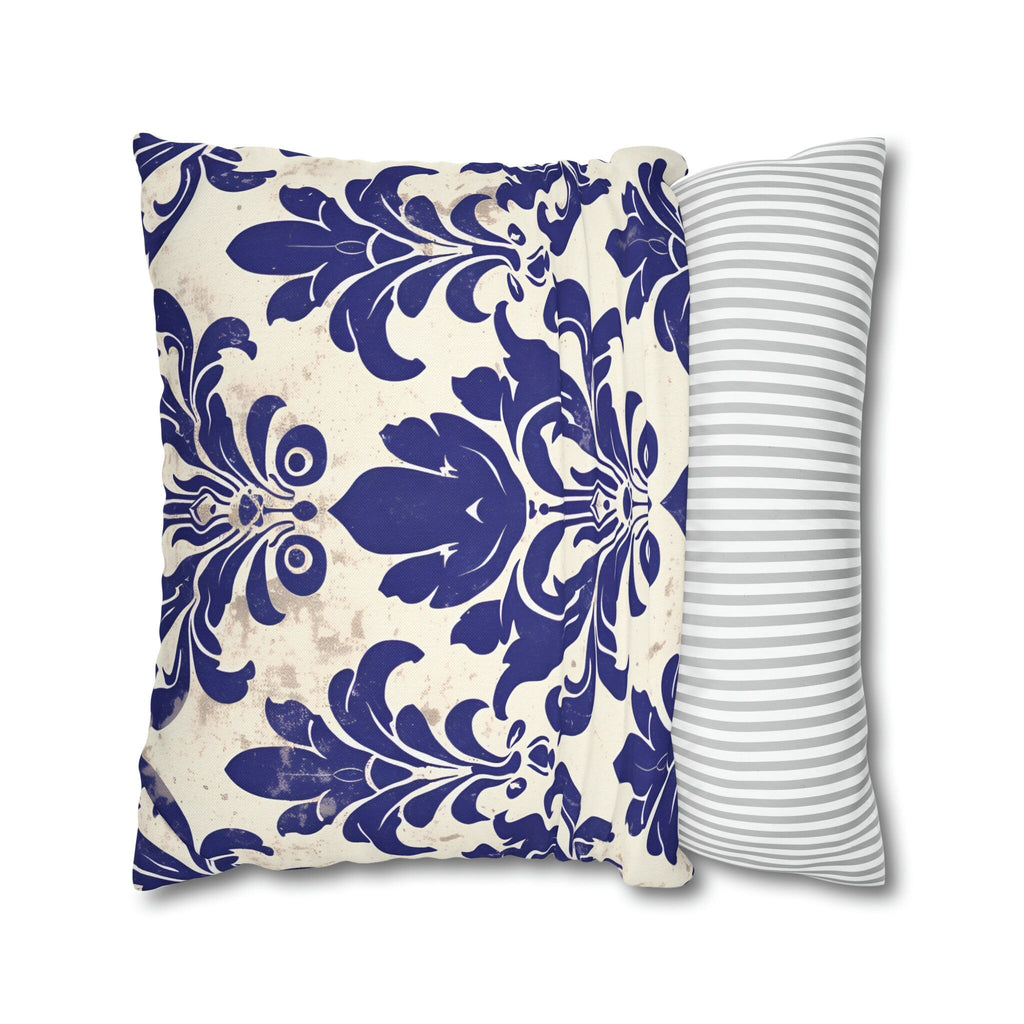 Art Nouveau Pillow Cover: Deep Blue Floral Design Statement Piece