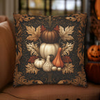 William Morris Inspired Fall Pillow Cover:  Copper, Burnt Orange, Caramel on Dark Brown