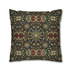 Elegant Gold Snowflake Poinsettia Square Pillow Cover: Holiday Tapestry Pattern for Christmas Home Decor