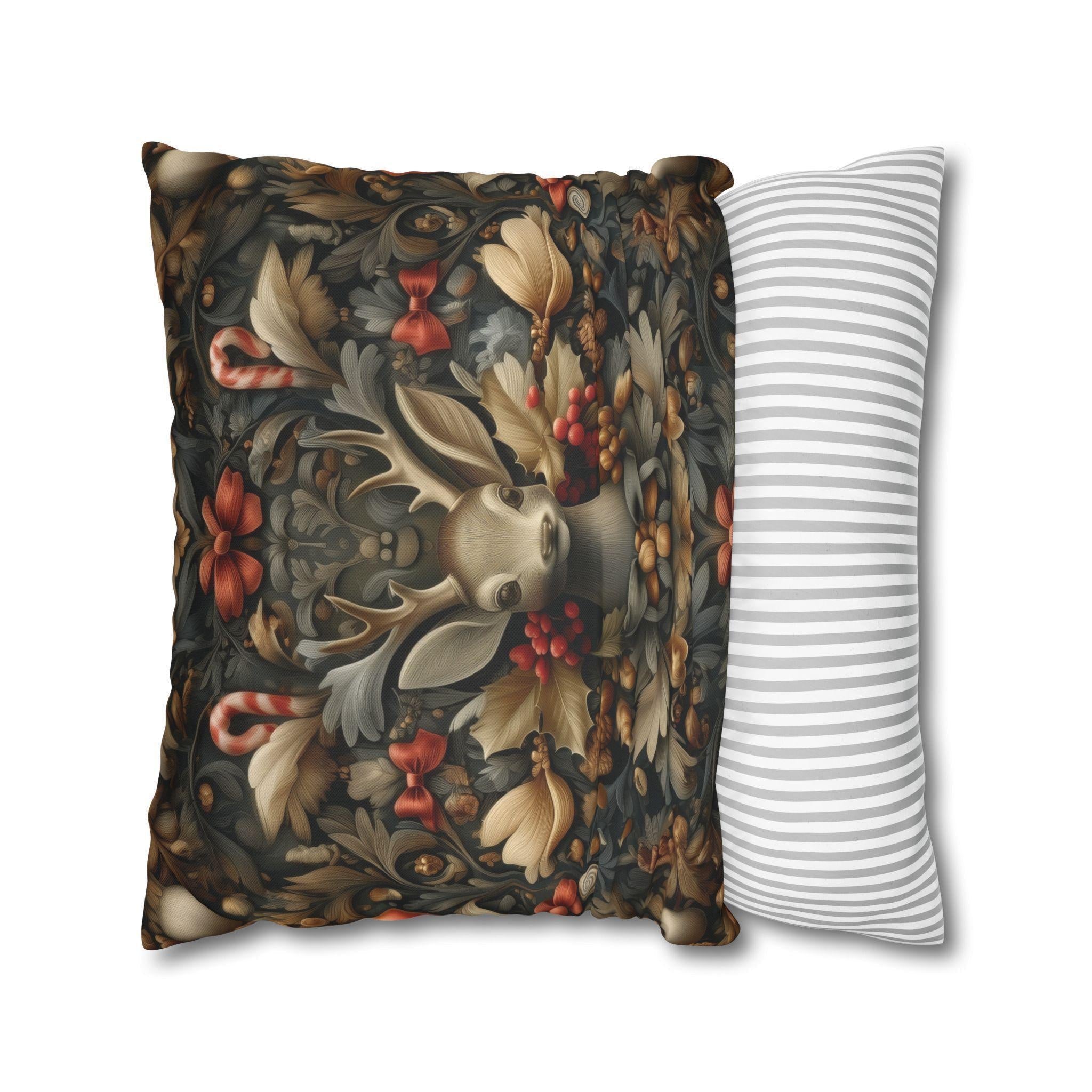 William Morris Deer Christmas Pillow Cover: Woodland Holiday Accent