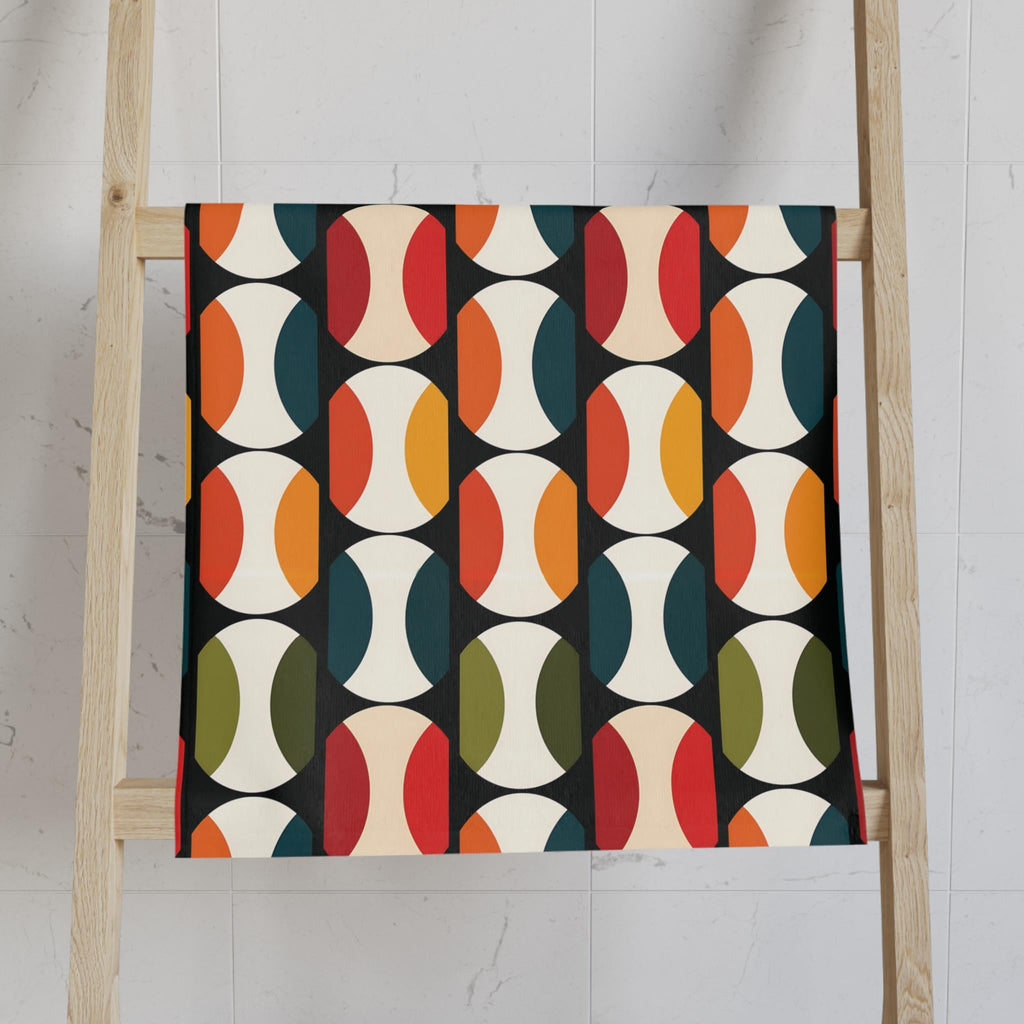 Bauhaus Hand Towel: Retro Mid Century Modern Bold Geometric Design