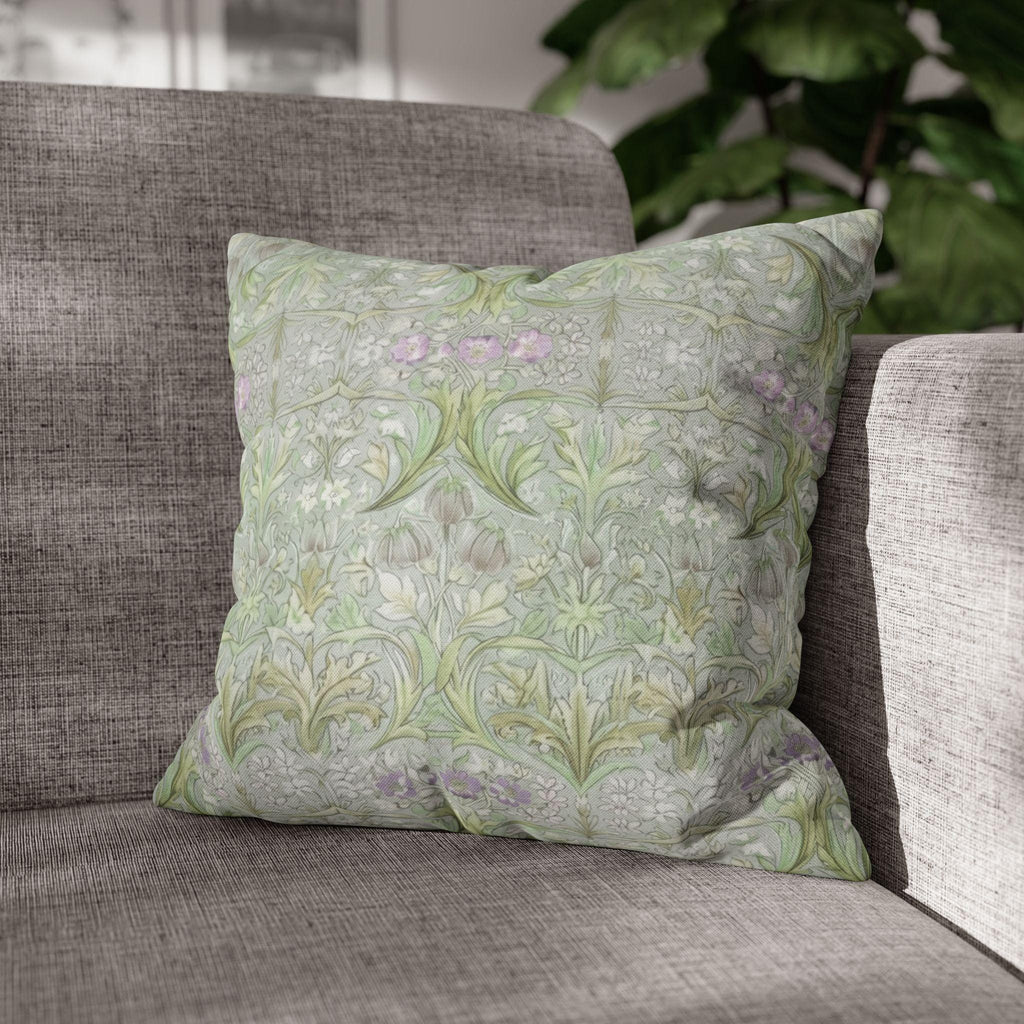 William Morris inspired Throw Pillow Cover: Soft Sage Botanical with Muted Lavender