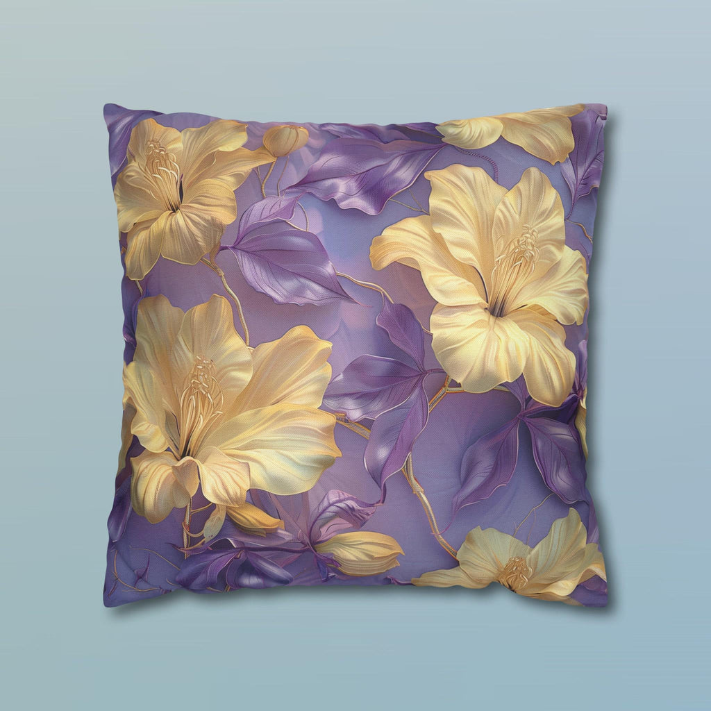 Tropical Hibiscus Floral Pillow Cover, Soft Purple Botanical Cushion