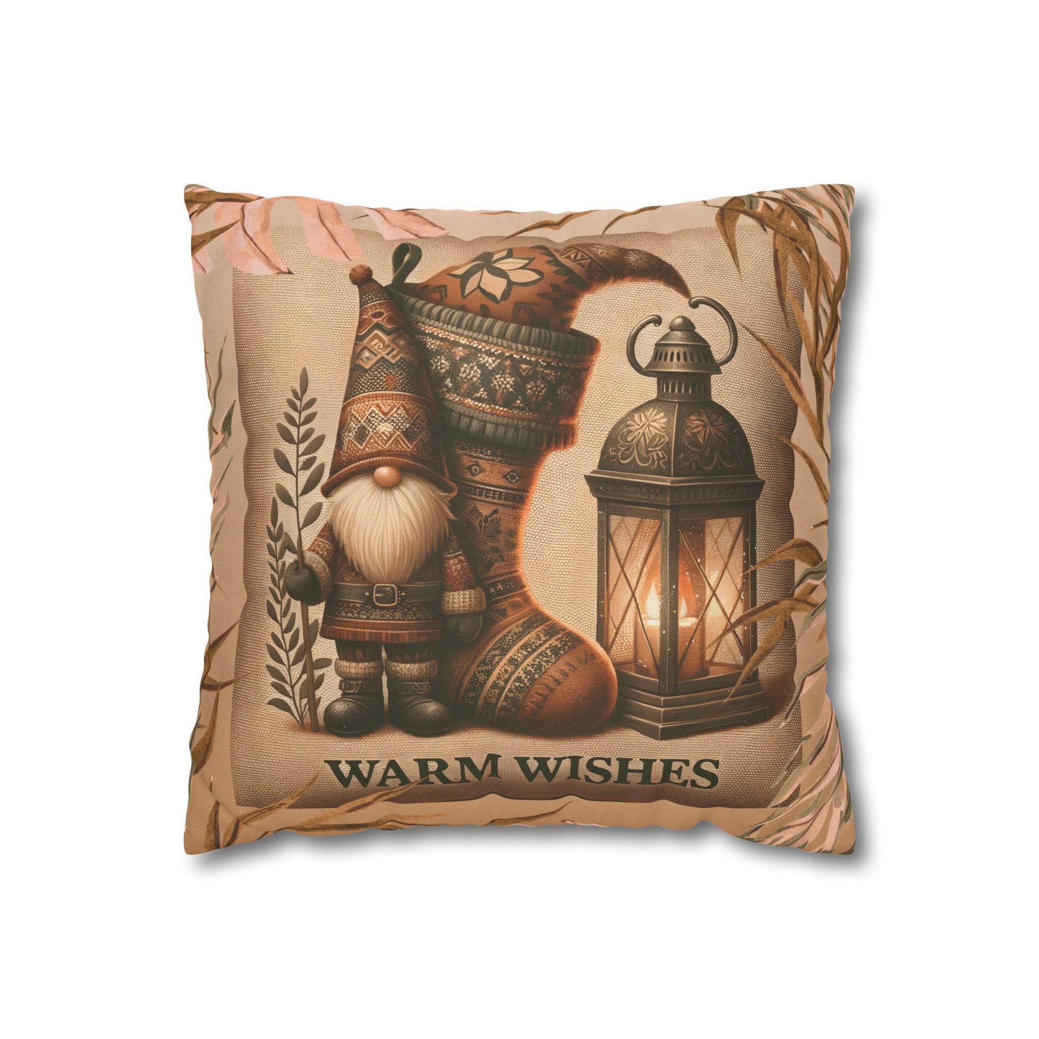 Rustic Christmas Pillow Cover: Cozy Gnome & Stocking Design for Holiday Home Decor