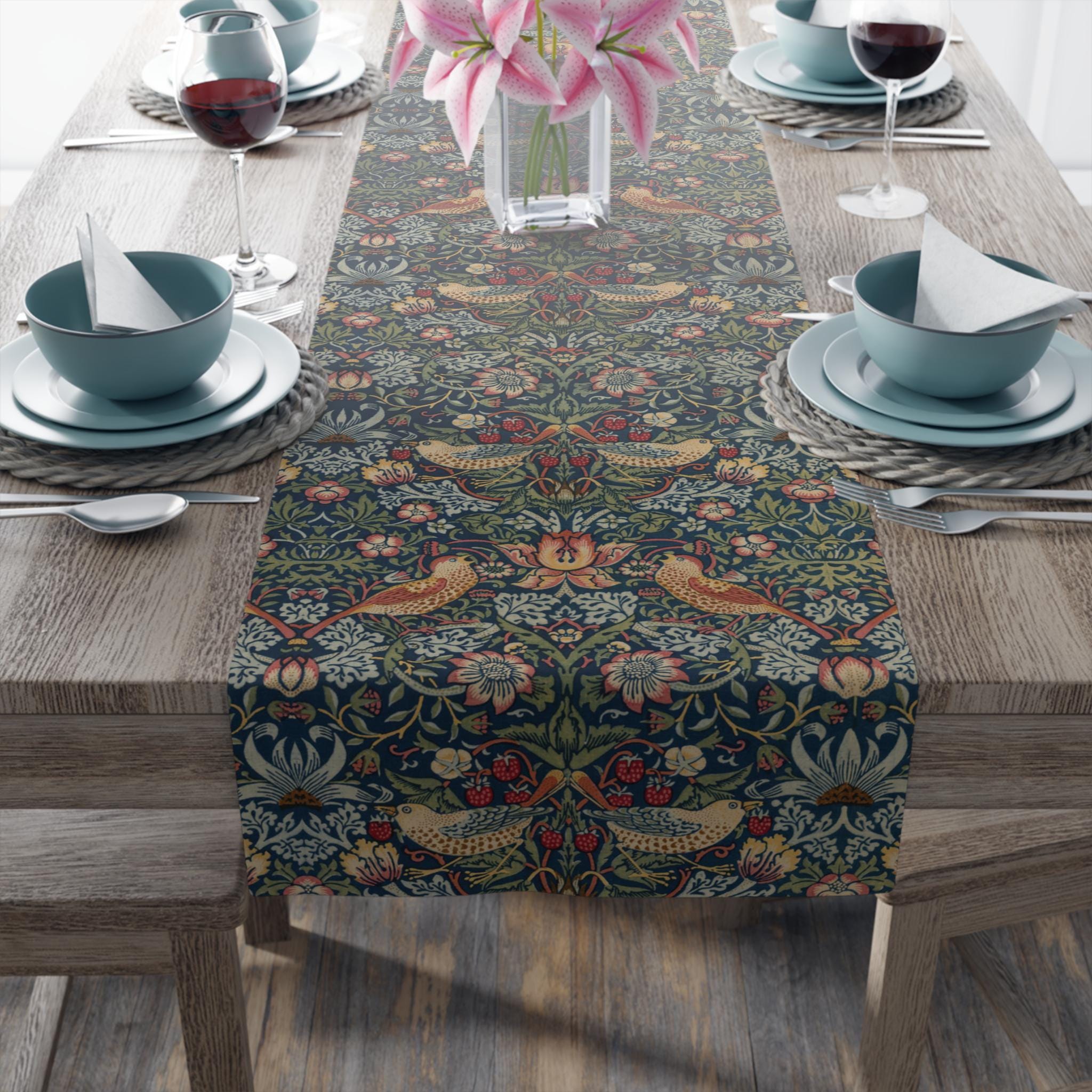 Strawberry Thief Heritage Table Runner: William Morris Classic Reimagined