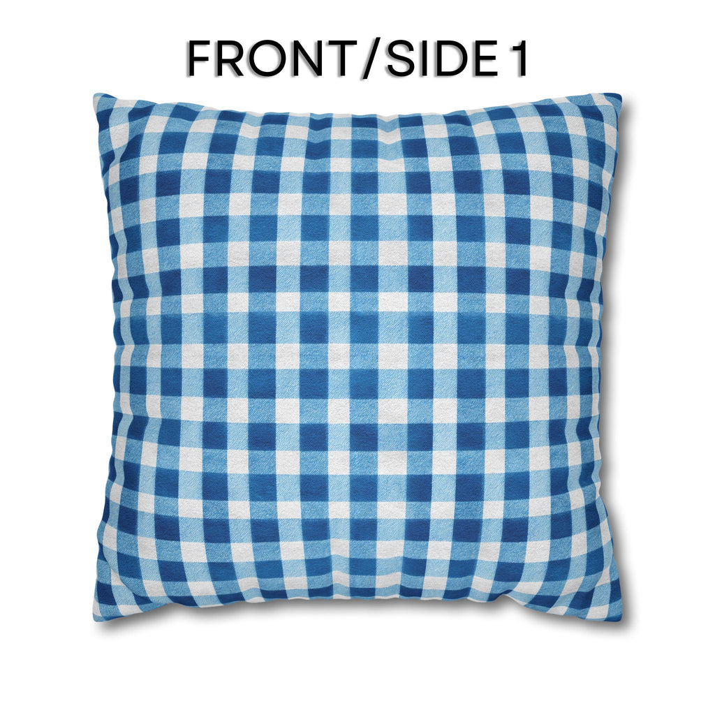 Blue Gingham Plaid Pillow Cover: Classic Farmhouse Check Accent