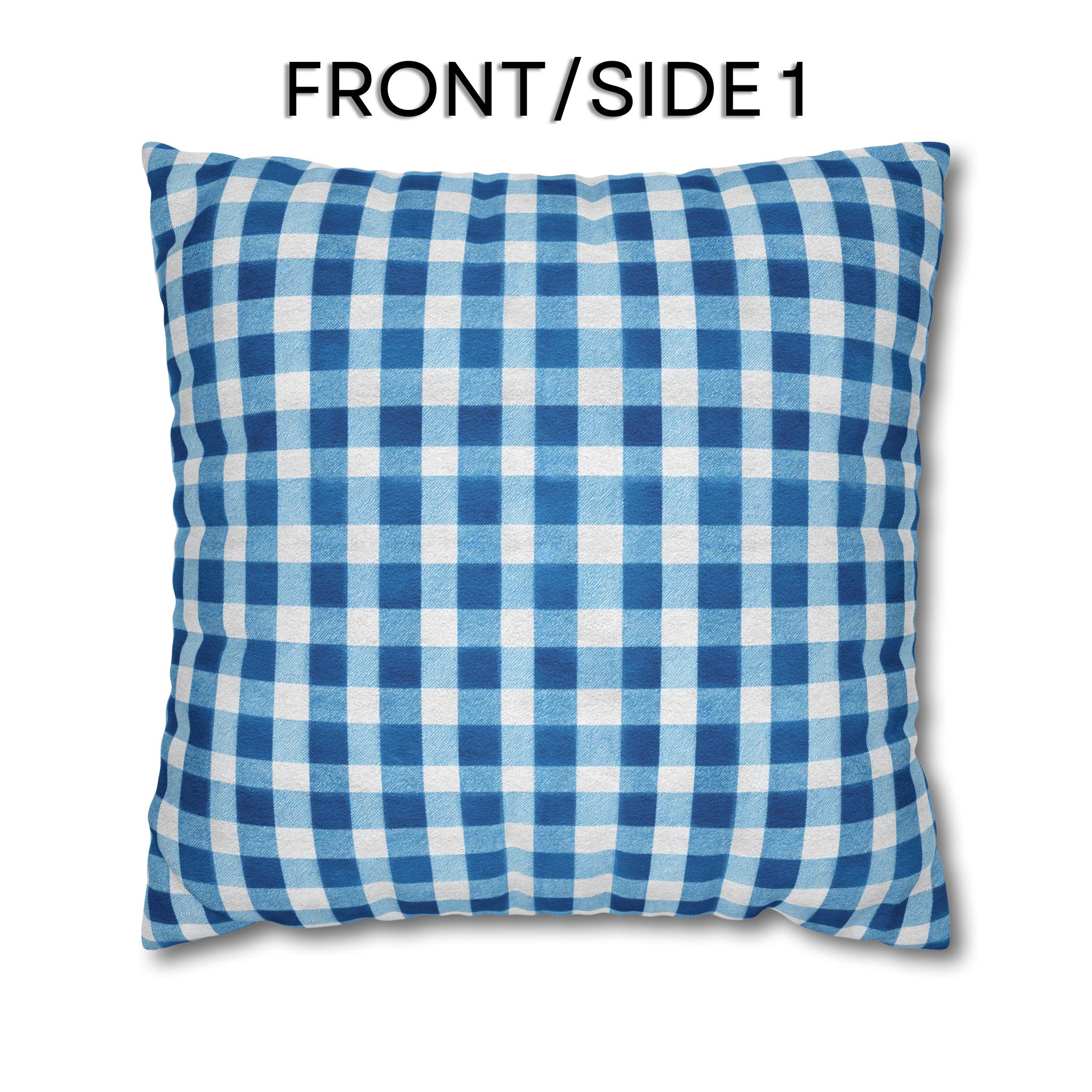 Blue Gingham Plaid Pillow Cover: Classic Farmhouse Check Accent