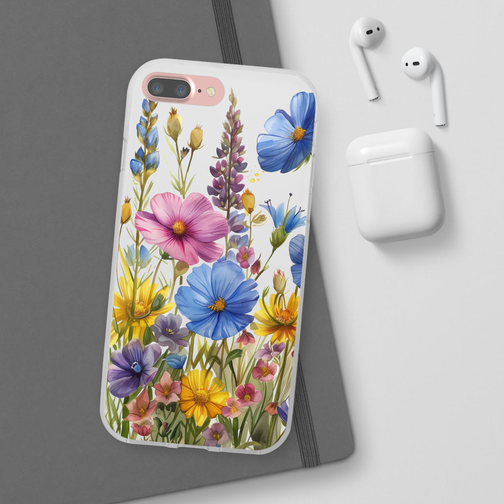 Floral Phone Case: Slim Matte TPU Cover, Wildflower Garden