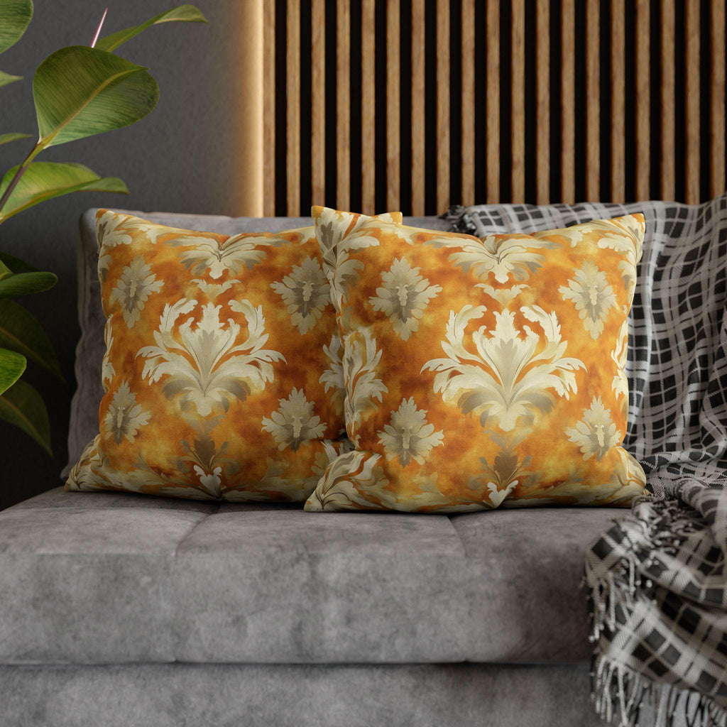 Damask Pillow Cover, Pumpkin Spice Fall Decor, Elegant Accent Pillow