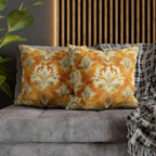Damask Pillow Cover, Pumpkin Spice Fall Decor, Elegant Accent Pillow