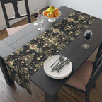 Christmas Tree Table Runner: Luxe Gold Red & Green on Deep Charcoal Holiday Table Decor