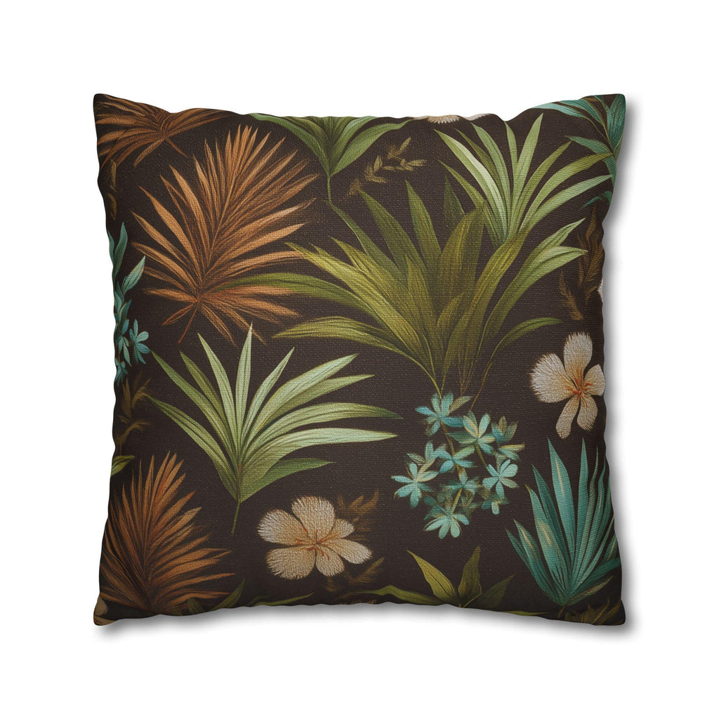 Earth Tone Tropical Leaf Pillow Cover: Jungle-Inspired Boho Cushion for Nature-Inspired Home Decor