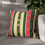 Kitschmas Retro Christmas Pillow Cover: Vintage Style Holiday Stripe & Star Pattern