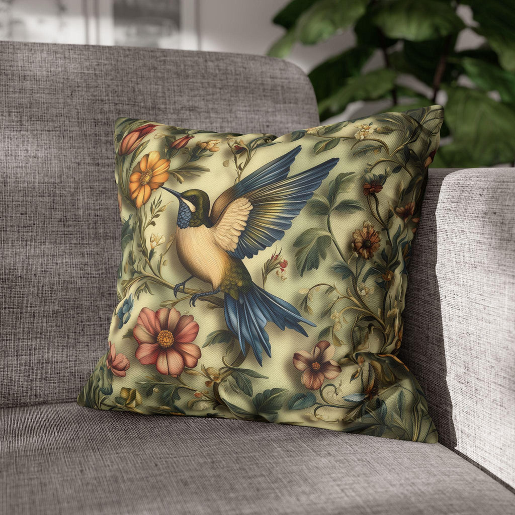 William Morris Hummingbird Pillow Cover: Vintage Garden Inspired Arts and Crafts Floral Accent